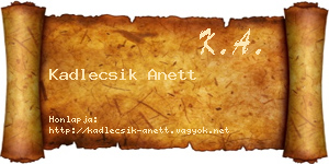 Kadlecsik Anett névjegykártya