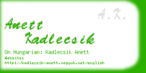 anett kadlecsik business card